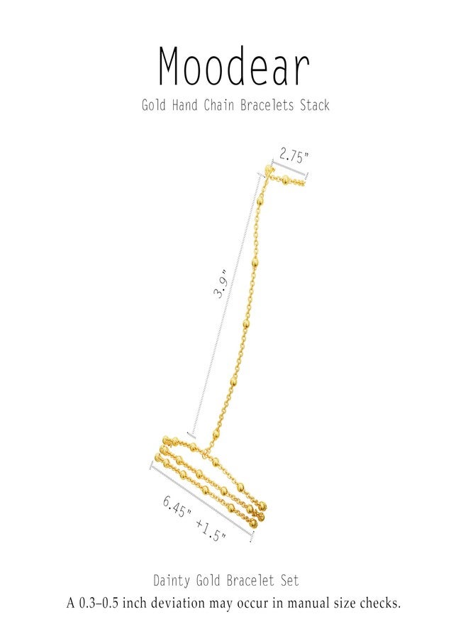 Moodear Gold Bracelet for Women Non Tarnish - Dainty Stack Hand Chain Bracelets set for Women Jewelry - Image 5